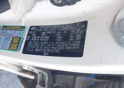 2011 Kia Soul +/!/Sport z USA, uszkodzony, nr VIN KNDJT2A27B7327612